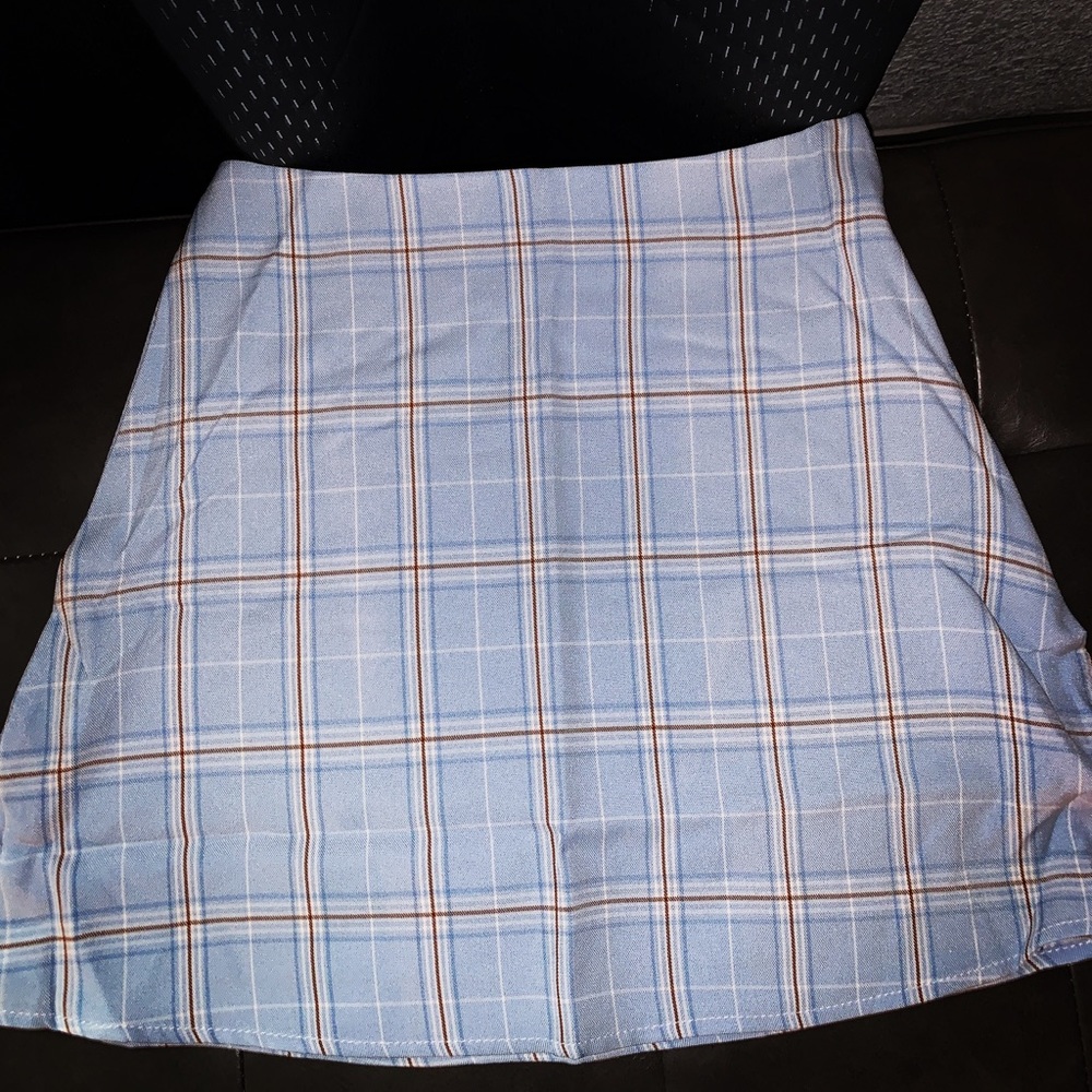 Blue plaid skirt